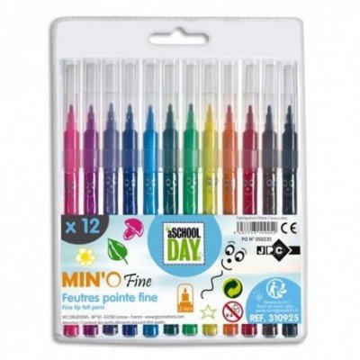 BOITE DE 12 FEUTRES POINTE FINE COULEURS ASSORTIES - WONDAY