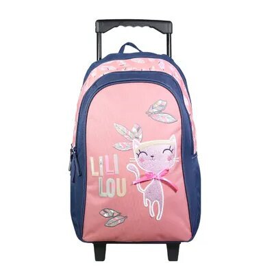Sac à dos à roulettes Lililou - 1 compartiment - rose - Bagtrotter