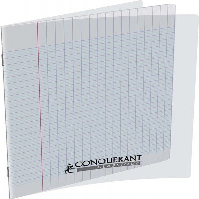 CONQUERANT Cahier Classique 24x32cm Grands Carreaux Seyès 140 Pages Agrafées Cou