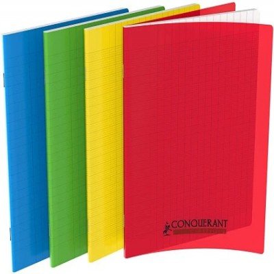 CONQUERANT Cahier Classique 17x22cm Grands Carreaux Seyès 96 Pages Agrafées Couv