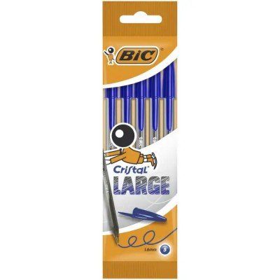 Pochette 5 stylos BIC Cristal Bleu