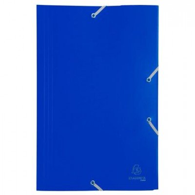 Chemise 3 rabats à élastiques EXACOMPTA en polypropylène opaque 5/10ème, coloris bleu