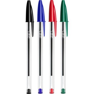 Pochette de  4 stylos BIC Cristal Original Couleurs Assorties,